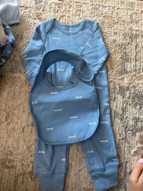Carter's Blue Baby One-Piece with Matching Bib
